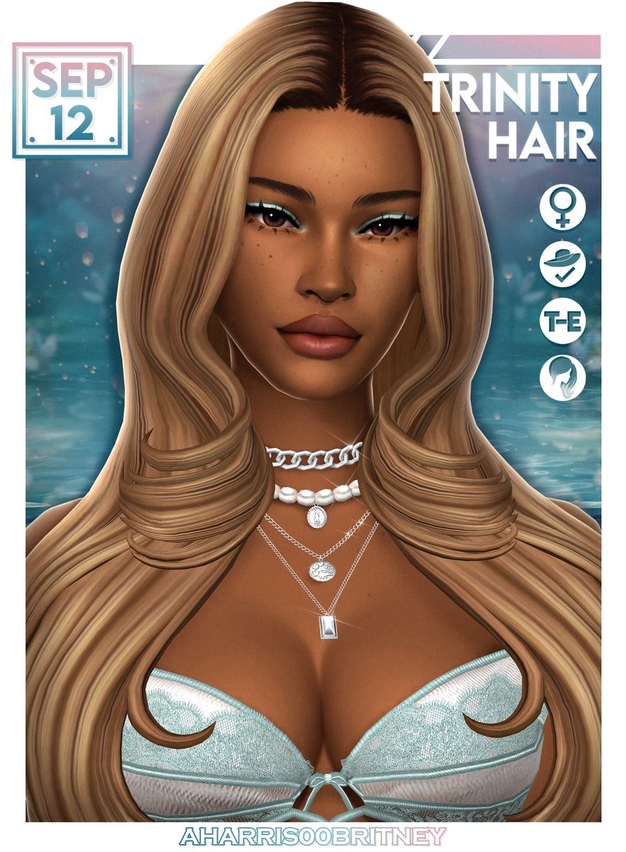 aharris00brit's tweet photo. Trinity Hair 🏝️ a blowout with some curled bangs; named after Trinity from Love Island 🩵

✨ Three Versions
📅 Public Release on September 12th
🔗 Download in bio

#s4cc #TheSims4 #TS4 https://t.co/4D53aRrI42