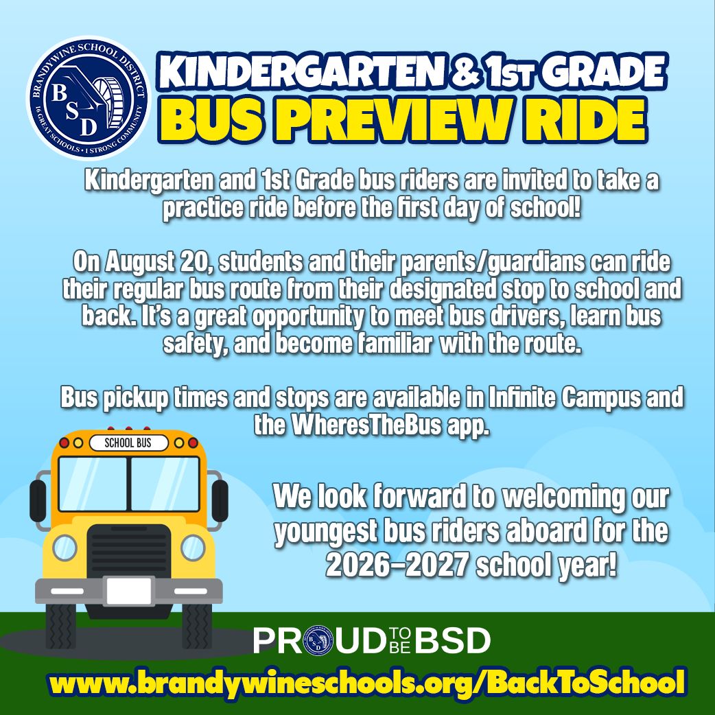 BSDk12's tweet photo. K–1 bus riders are invited to take a practice ride with a parent/guardian on Aug. 20! Meet your driver, learn bus safety, and get familiar with your route before the first day. More info @ https://t.co/T7ncAC5vZU #Proud2bBSD #StrongSchoolsStrongCommunity https://t.co/qD3lXr897y