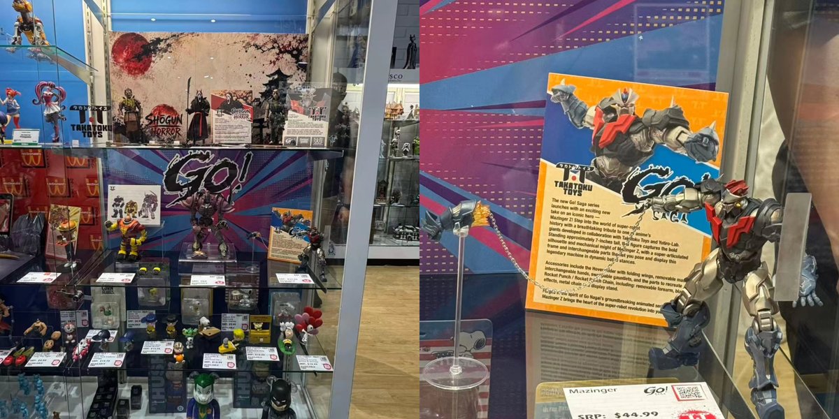 PassionXFun's tweet photo. SDCC2026 Neca "Takatoku Toys" x Yotiro-Lab products exhibition
#GoSaga #robot #anime #GoNagai #永井潔 #MazingerZ #マジンガーZ #actionfigures #YotiroLab #DynamicPlanning #garadak7 #bossrobot #SDCC #takatokutoys
https://t.co/BP6hacMUqe https://t.co/eOBleEgvbJ