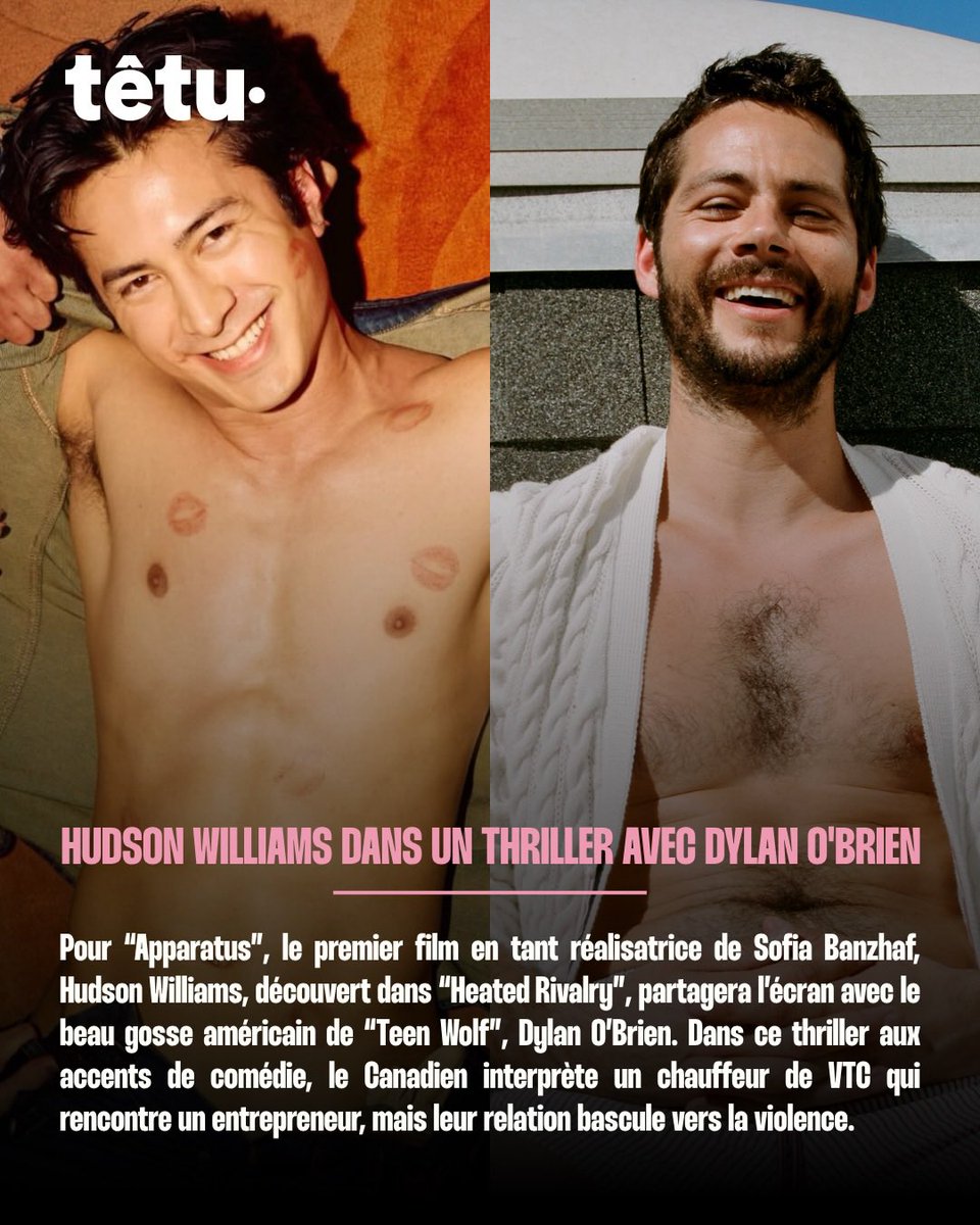 hudsonwonline's tweet photo. French queer magazine @TETUmag mentioned Hudson Williams and his upcoming movie ‘Apparatus’ in a recent Instagram post
“Hudson Williams in a thriller with Dylan O’Brien”
“For ‘Apparatus’, Sofia Banzhaf’s directorial debut, Hudson Williams, known for ‘Heated Rivalry’, will share the screen with Dylan O'Brien, the American heartthrob from ‘Teen Wolf’. In this thriller with comedic undertones, the Canadian actor plays a ride-share driver who meets an entrepreneur, only for their relationship to take a violent turn.”