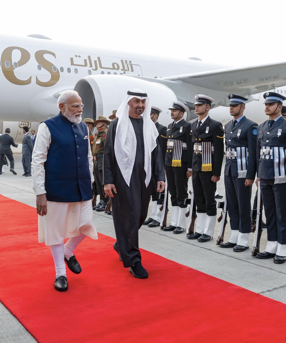 Dr_BuAbdullah's tweet photo. Looking back at this special day 🇮🇳🇦🇪

HH Sheikh Mohamed bin Zayed Al Nahyan, President of the UAE, arriving in New Delhi on a working visit.  
Receiving him at Palam Air Base — PM Narendra Modi himself.

That handshake at the aircraft tells the whole story. It’s not just diplomacy. It’s brotherhood.

The UAE and India don’t just work together. We grow together. In trade, in culture, in community. 
And the UAE will always be a second home for India.

Moments like these remind us why the UAE-India partnership is one of the strongest in the world today.

Proud of this bond. Proud of this memory. 🇦🇪🇮🇳

#Memory #UAEIndia #MBZ #PMModi #NewDelhi #Brotherhood #DrBuAbdullah