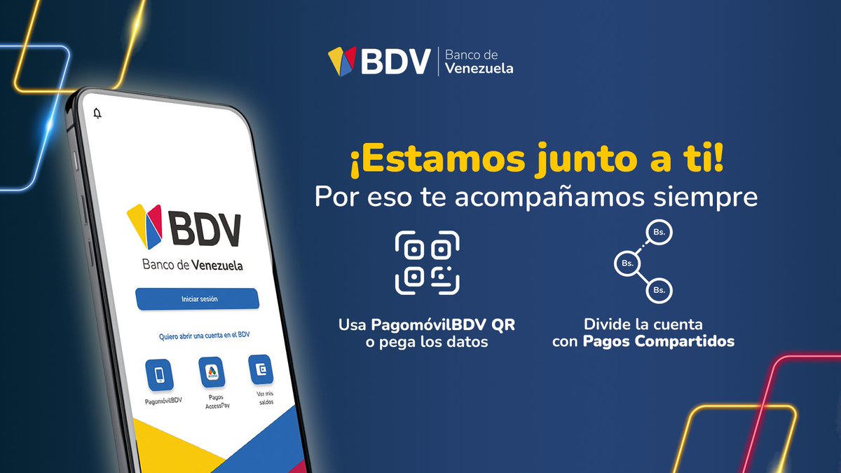 BcodeVenezuela's tweet photo. Con PagomóvilBDV, tus pagos son más rápidos y al instante ⚡️

Tú eliges la opción más fácil y rápida 🤳

Descarga BDVApp y lleva el Banco en tus manos 📲 https://t.co/n7hDQBhND1