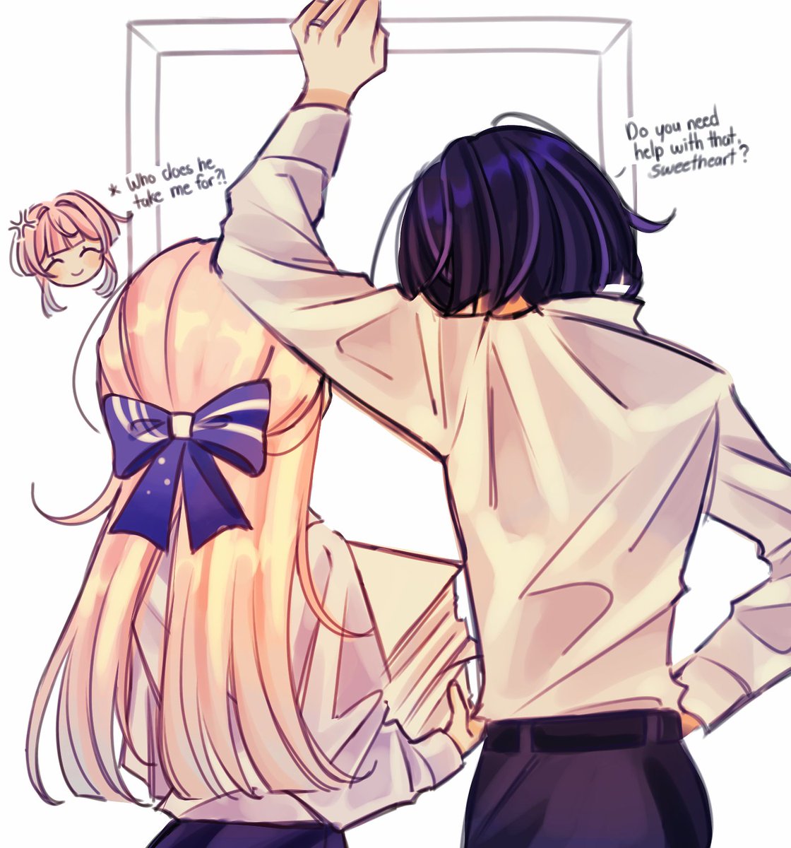 umeivy's tweet photo. random office au with scara and kokomi...!!

#scarakomi #kokoscara https://t.co/lDs07a78B6