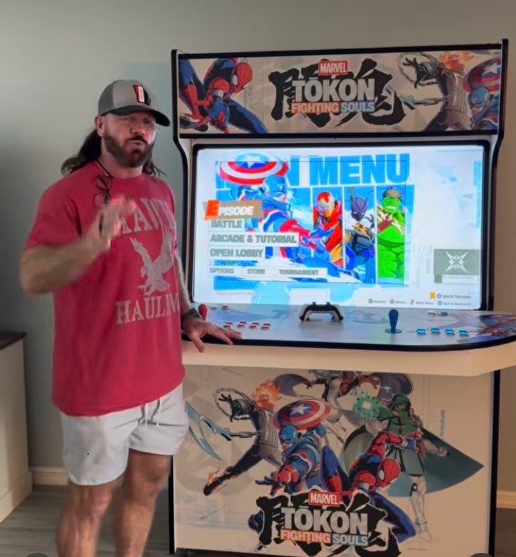 TokonFighters's tweet photo. Take a look at pro wrestler @AJStylesOrg’s custom MARVEL Tōkon arcade cabinet ‼️ https://t.co/QIfV3deWx4