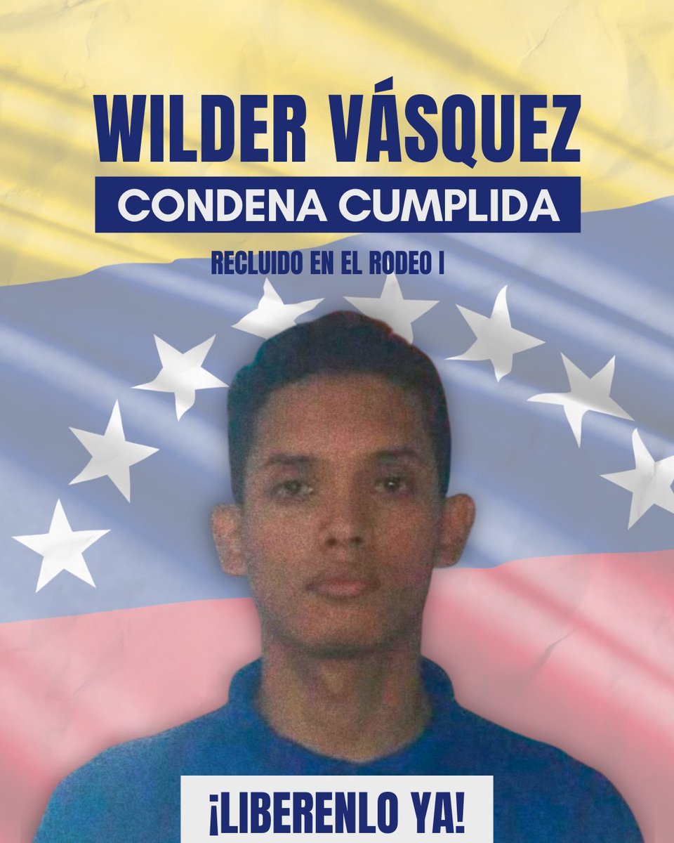 tiafatimasaleh's tweet photo. CON PENA CUMPLIDA y BOLETA de EXCARCELACIÓN desde hace 2 años aun sigue preso WILDER VÁSQUEZ en el Rodeo I 

Debe ser LIBERADO 

#LibertadParaWilder https://t.co/tepOaA5yg5