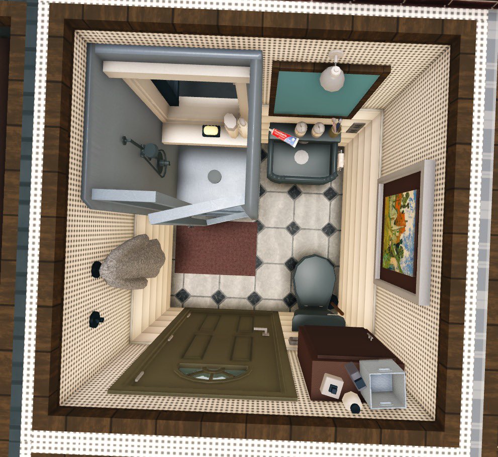 kantedeunavida's tweet photo. Tiny bathroom #bloxburg https://t.co/tYuJksbmmt