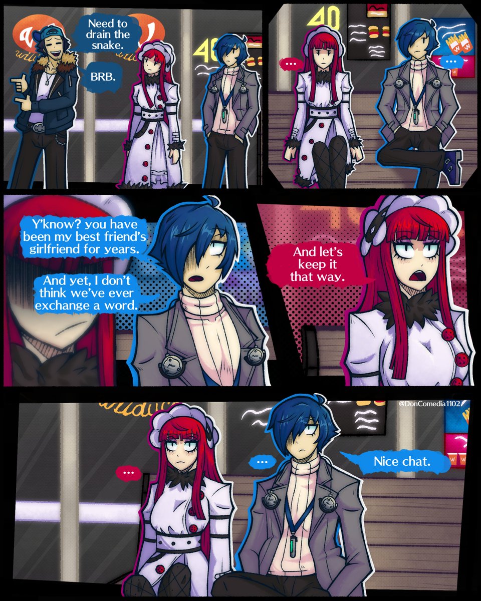 DonComedia1102's tweet photo. Antisocial people antisocializing 
#Persona3 #P4AU https://t.co/RcSN4j3g5v