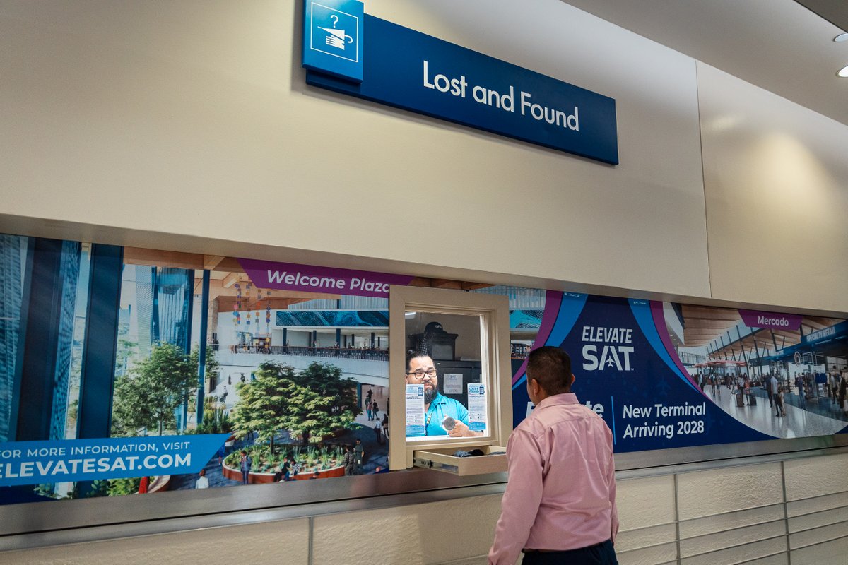 SATairport's tweet photo. Lost an item at SAT? We’ll help you recover it with our NEW Lost &amp; Found area, located in the lower level of Terminal A across from baggage claim.
-Visit https://t.co/evELSuJdoH
-Select ‘Lost &amp; Found’ under travel assistance
-Provide details about your item by completing the form https://t.co/zGYz2sIYvF