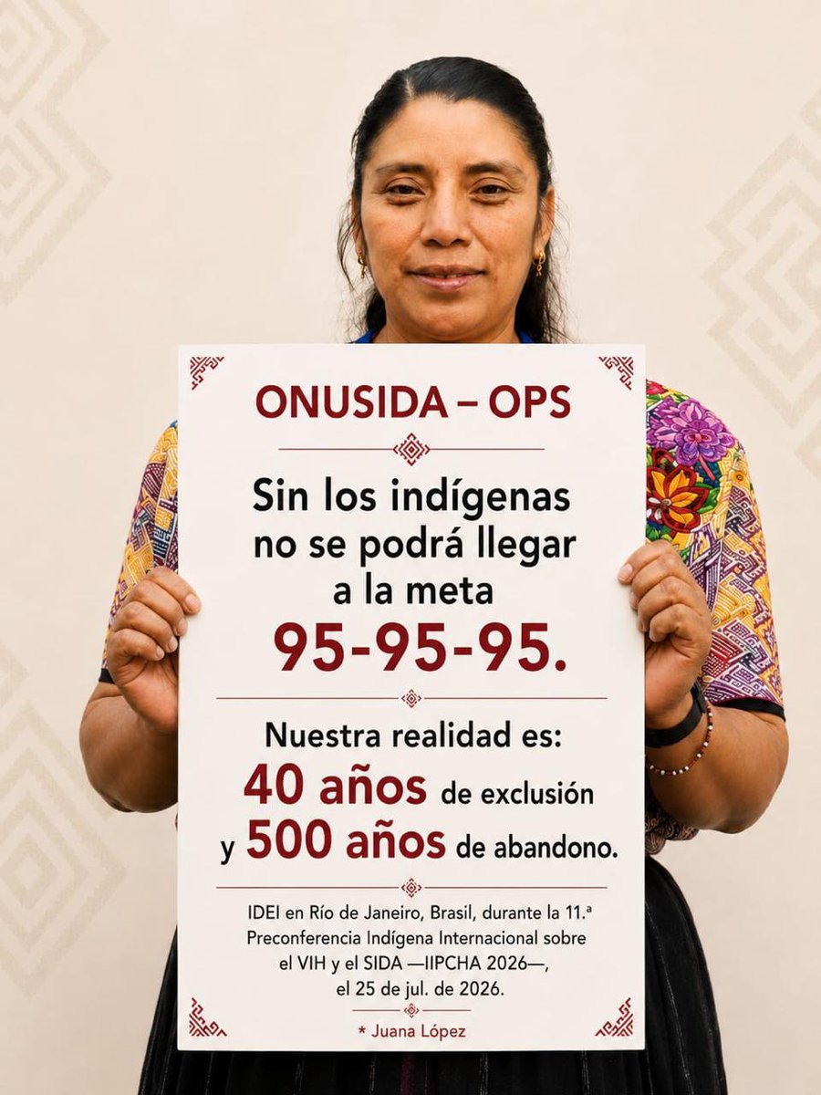DeInternac46885's tweet photo. @OPASOMSBrasil ONUSIDA – OPS sin los indígenas no se podrá llegar a la meta 95-95-95, nuestra realidad es 40 años de exclusión y 500 años de abandono. https://t.co/vrNE6UabBO