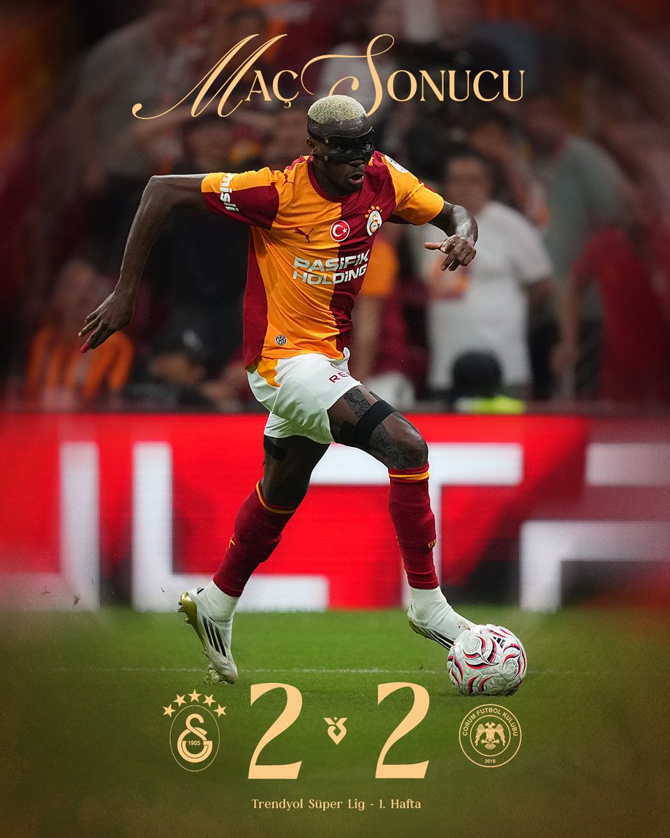 GalatasaraySK's tweet photo. Maç sonucu: Galatasaray 2-2 A. Çorum FK

#GSvÇFK https://t.co/BpnkExHFxw