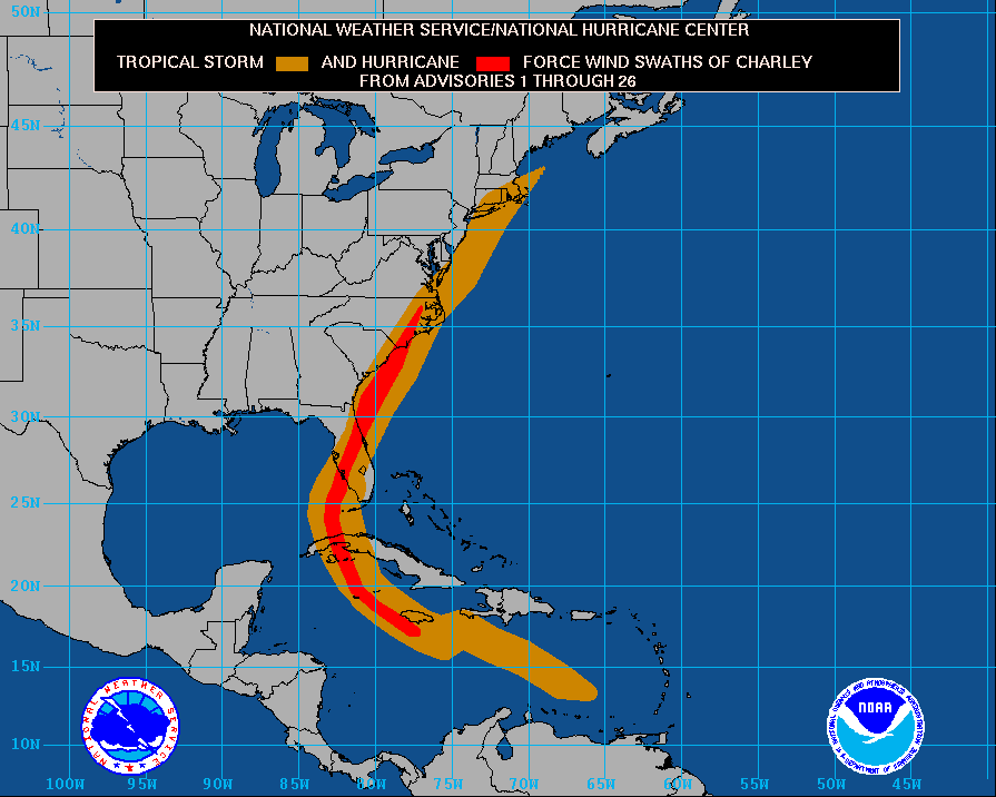 TheQuackinator4's tweet photo. @BackpirchCrew wind swaths of Charley vs Ian via NOAA https://t.co/TnZUpovq9k