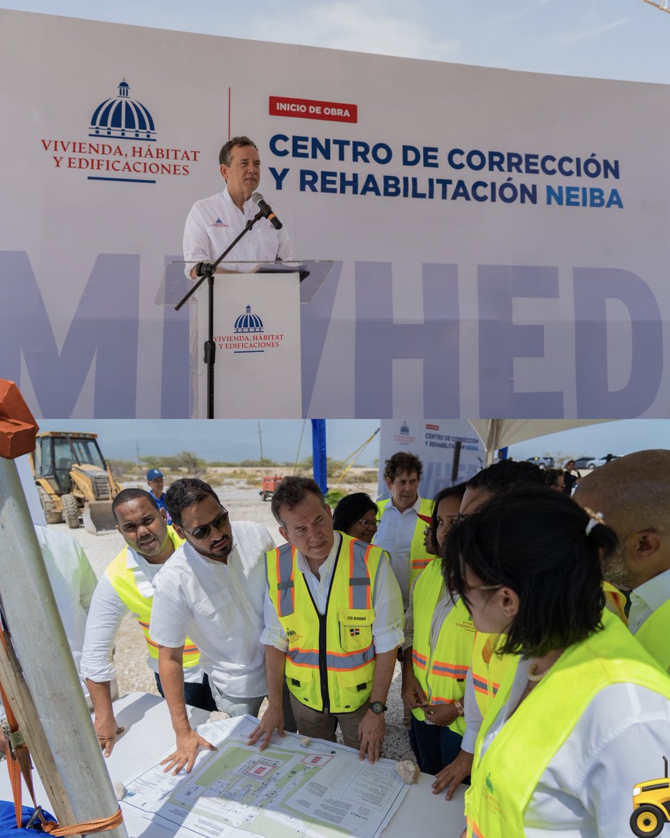 mivedrd's tweet photo. Nuestro ministro @Itobisono dejó iniciada la construcción del CCR Neiba, noveno de los 10 centros anunciados por el presidente para este 2026.

Con capacidad para 400 internos y más de 14 mil m², será un espacio para aprender, capacitarse, trabajar y prepararse para una nueva vida, impulsando una reinserción efectiva y un sistema penitenciario más moderno y humano.