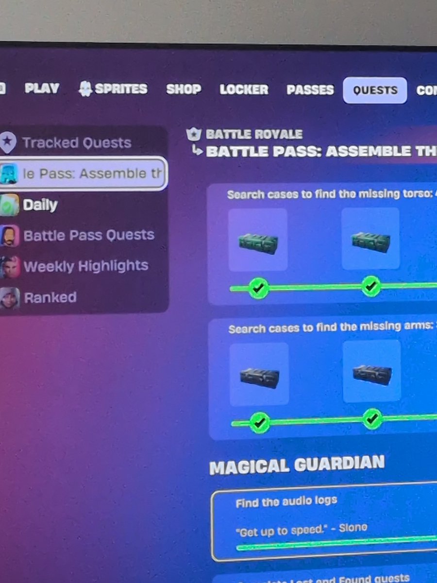 sidesidesos1's tweet photo. @FortniteStatus I don't have the sprite spree quests https://t.co/UhoM8i0eZw