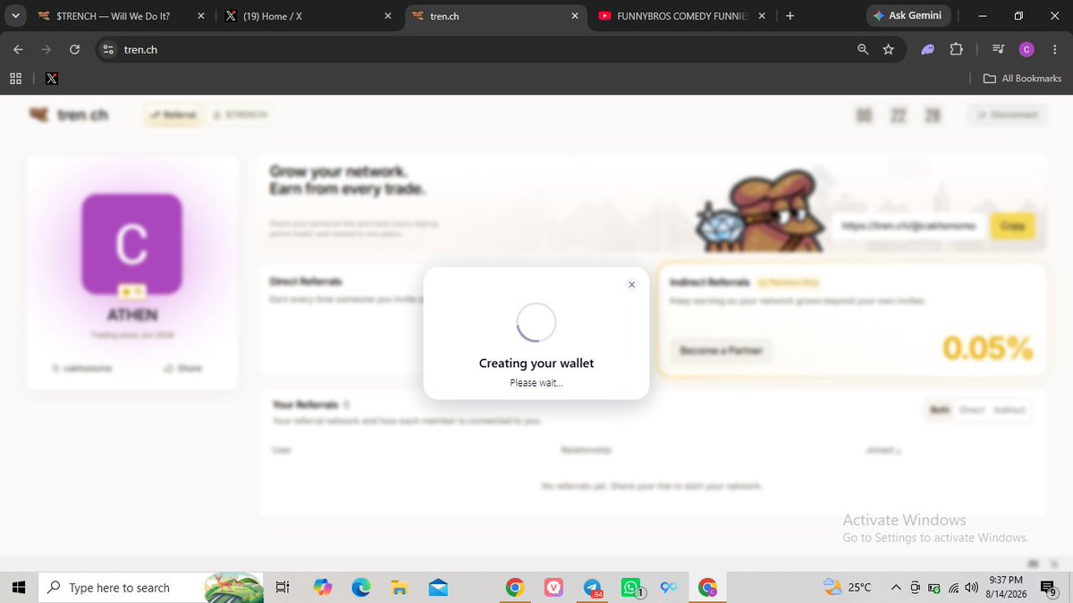 CAkhonomo's tweet photo. @trenches creating  wallet is taking long https://t.co/TSc194GgPg