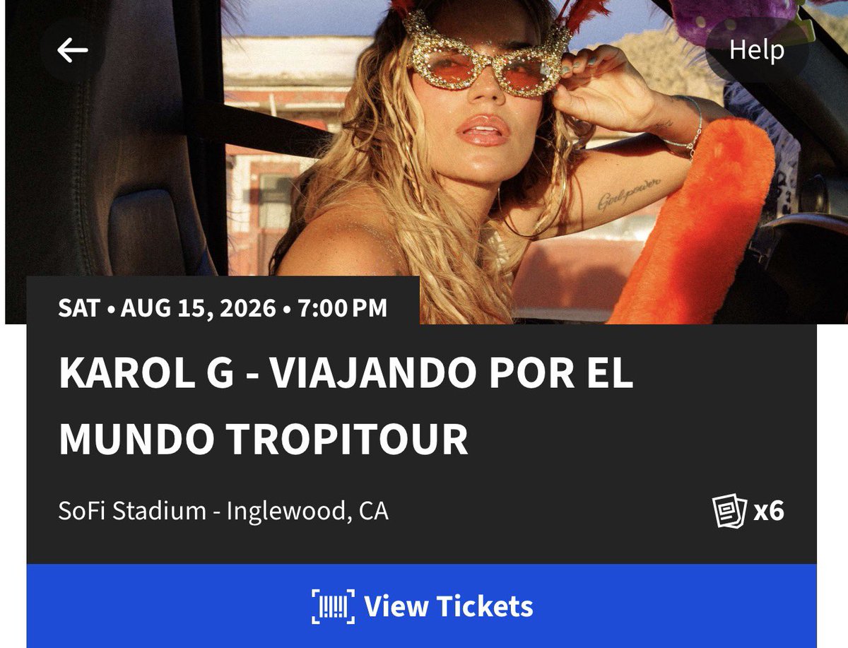 sungchnle's tweet photo. lfb wts 6 (six) karol g viajando por el mundo tour carolina vip tickets august 15th ! selling for face value! 3 together, 2 together and 1 single. i can provide ANY proof needed. i take most payment methods. it says transferred but my mom has the other tickets😭😭 pls buy🥲 https://t.co/rBNvTLmyU6