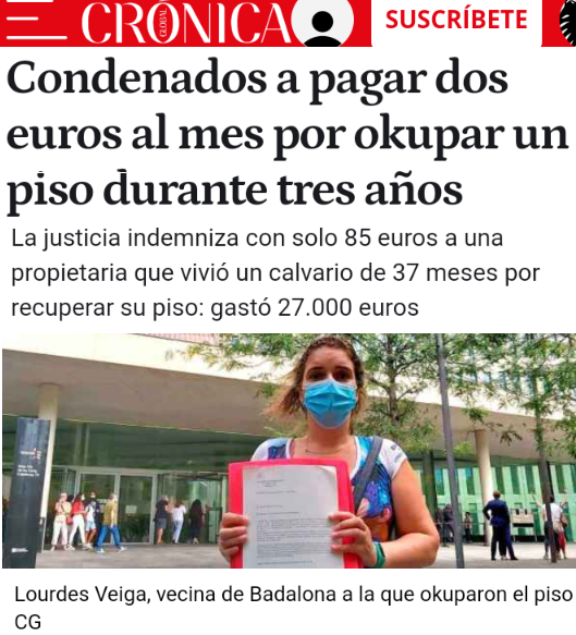 CCivicaCatalana's tweet photo. A Lourdes le han okupado su piso durante 3 años. Se lo destrozaron, le robaron los muebles y tuvo que gastar 27.000€

La Justicia la ha "indemnizado" con 85€ y los okupas se han ido de rositas. Gracias a las leyes de esos que viven en casoplones protegidos por la Guardia Civil. https://t.co/KkyoGEOdTS