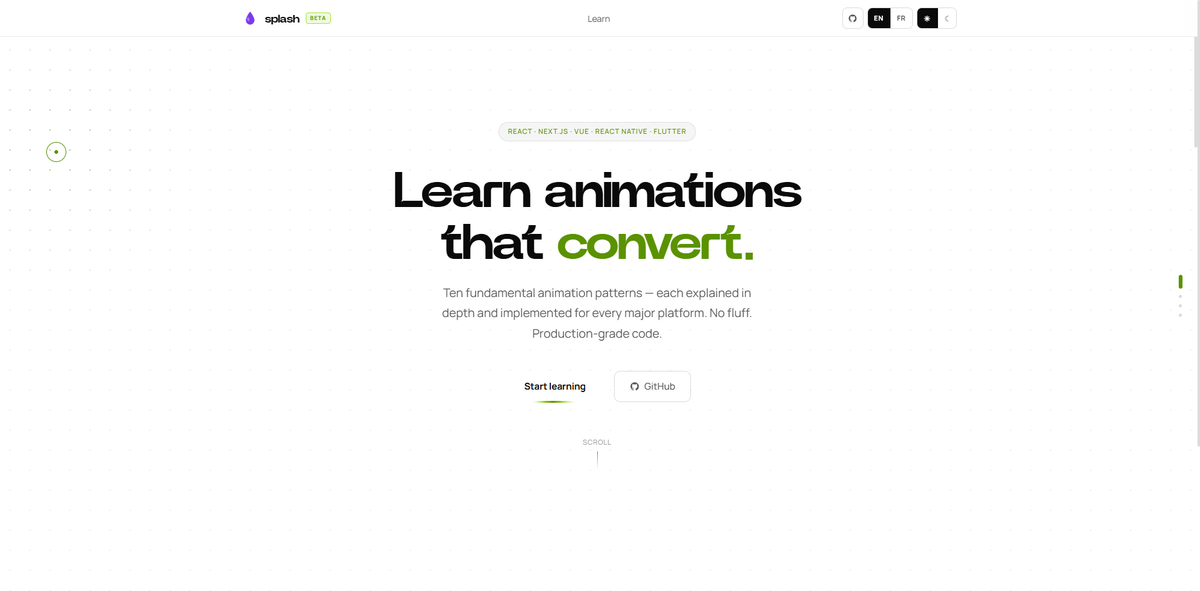 yll0rd's tweet photo. Shoutout to my bro @KewellLoic  on launching Splash! Found out about this gem through @thebuilderswave.

If you want to master production-ready UI animations across React, Vue, RN, or Flutter, check it out:

🔗 https://t.co/vjAGrUcNBX

Great work! 👏 https://t.co/RWIjRbREkQ