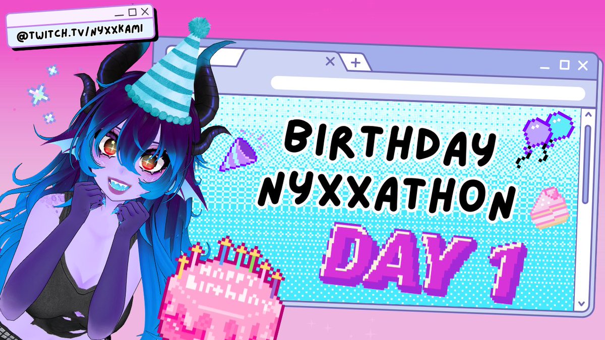 nyxxkami's tweet photo. 🩵BIRTHDAY NXXATHON starting now!🩵
We're kicking if off with some horror games!

Of course any and all support is greatly appreciated, but just stopping in to hang out in stream for 1 hour will get you an exclusive birthday lotl badge! Can be earned any of the four days! https://t.co/oFboaCN85p