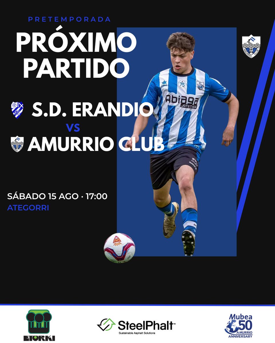 AmurrioClub's tweet photo. 🤍💙 𝐓𝐞𝐫𝐜𝐞𝐫 𝐚𝐦𝐢𝐬𝐭𝐨𝐬𝐨 𝐝𝐞 𝐩𝐫𝐞𝐭𝐞𝐦𝐩𝐨𝐫𝐚𝐝𝐚 

🆚 S.D. Erandio – Amurrio Club 📅 Sábado 15 · 17:00 🏟️ Ategorri

Seguimos sumando minutos y avanzando en la preparación. 𝐂𝐫𝐞𝐜𝐢𝐦𝐨𝐬 𝐣𝐮𝐧𝐭𝐨𝐬. 𝐂𝐨𝐦𝐩𝐞𝐭𝐢𝐦𝐨𝐬 𝐣𝐮𝐧𝐭𝐨𝐬.
¡Aúpa Amurrio! https://t.co/cS46KpAUFe