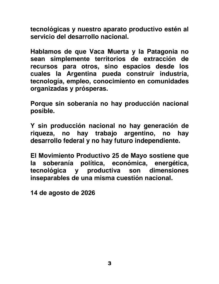 MP25Mayo's tweet photo. #MP25M 🇦🇷
Sujeto Político 🇦🇷
Producción Federal 🇦🇷
Industria Nacional 🇦🇷
Consumo Popular 🇦🇷
Trabajo Argentino 🇦🇷
País Soberano 🇦🇷

#MP25M 🇦🇷
#TransformarTerritorios 🇦🇷
#HayProyecto 🇦🇷
#LaProducciónAlPoder 🇦🇷 https://t.co/i8LFRGyWwt