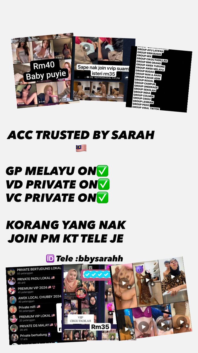Sarahwrml's tweet photo. GP MELAYU ✅
VC PRVT ✅
VD PRVT ✅
🆔 TELE :https://t.co/8AiINqMgvP https://t.co/WhzuzlDPUa