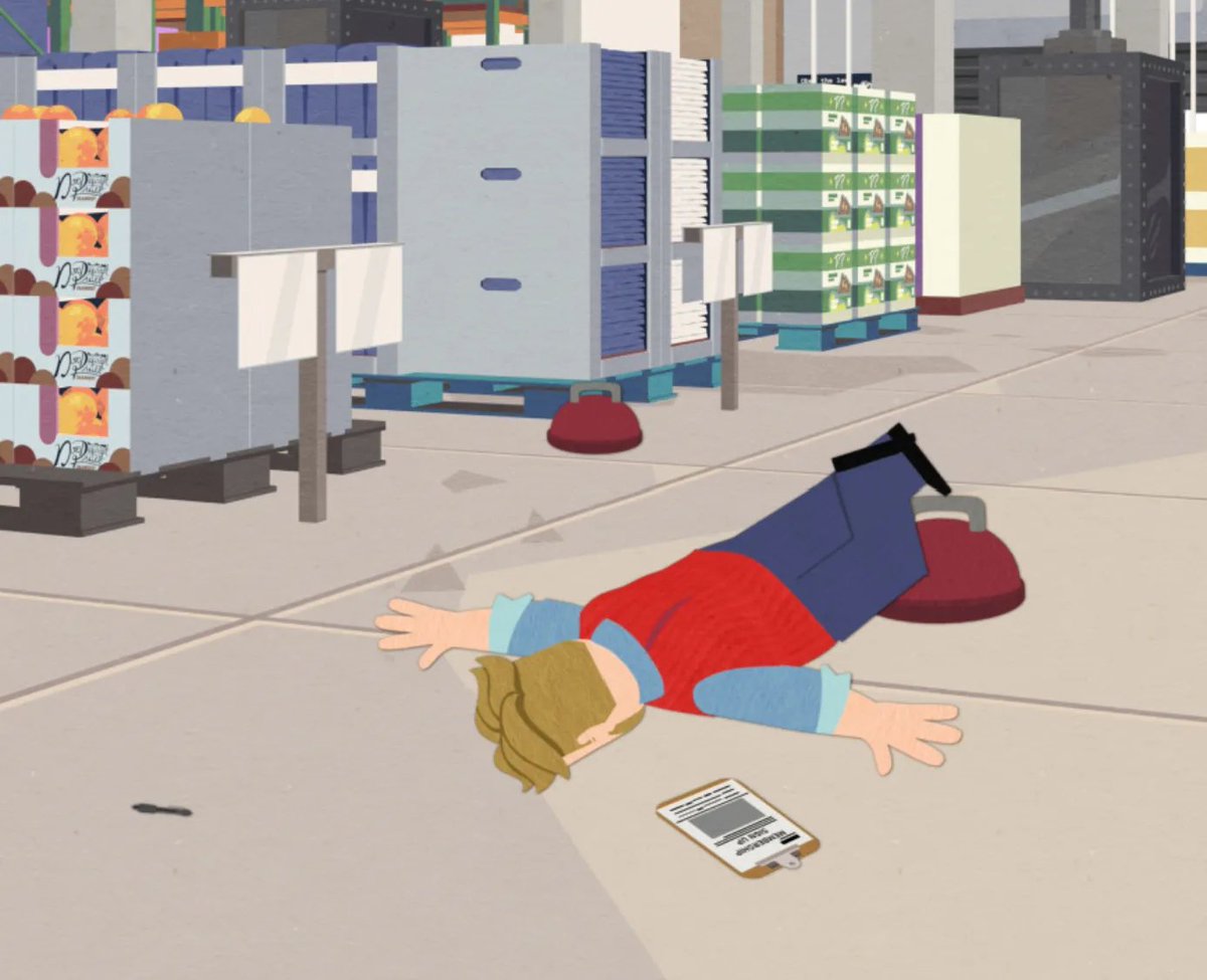 A man face down on the floor of a grocery store. A WIP screenshot from Suction Cup Man: Operation Microwave.