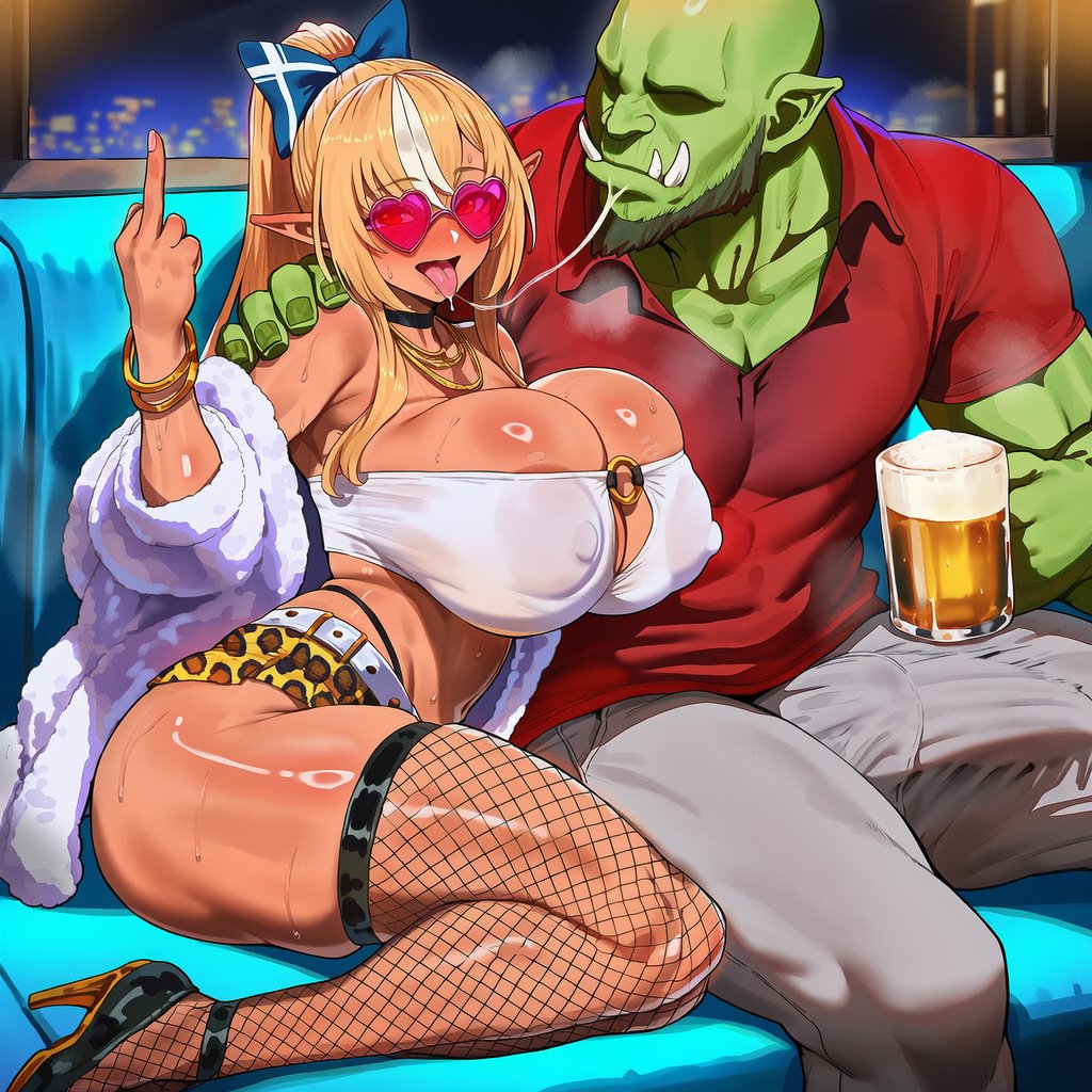 OrcAnonGen's tweet photo. Currently on break but forget to post yesterday so stuff from before the break. Hisupi from Niji wanting healthier children. Dark elf's love orcs Flare. Lami teasing Yukimin and Irys seeing the god https://t.co/zMVhUcUZfu
