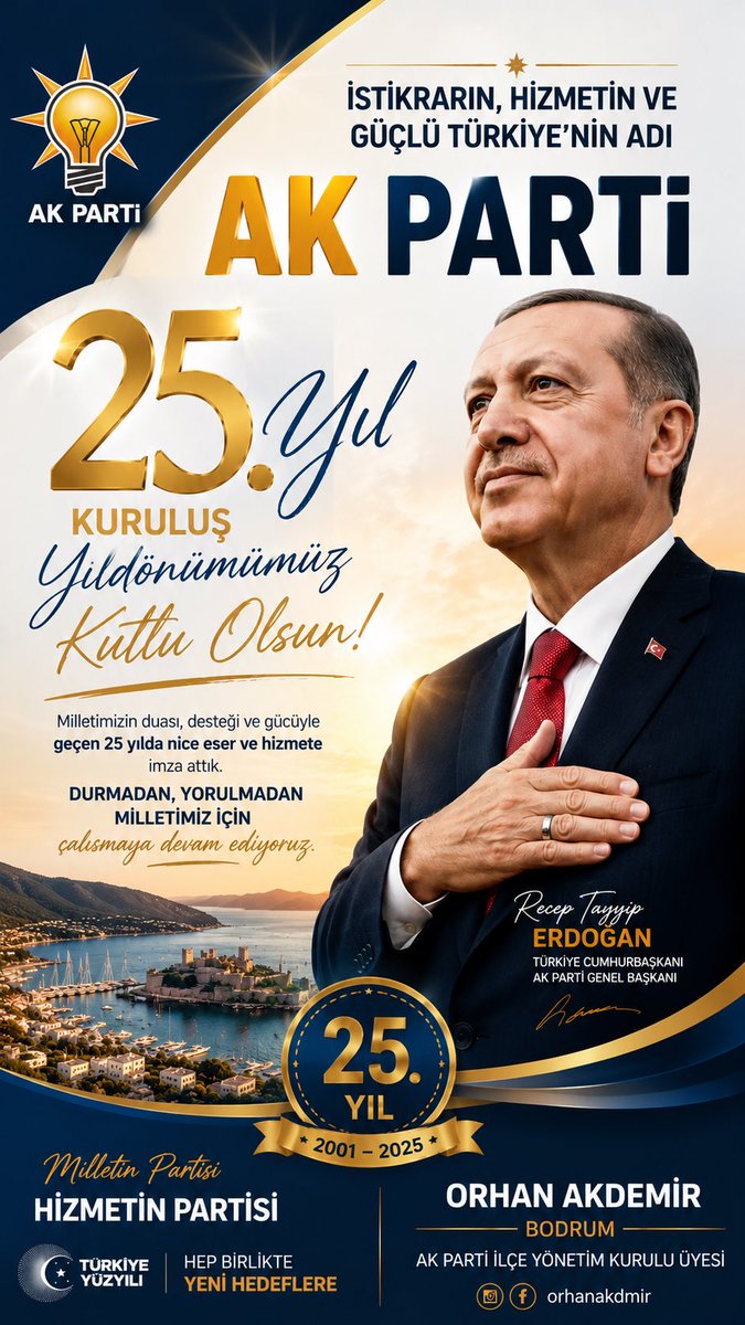 OrhanAkdmir's tweet photo. 25 yıl.
Çeyrek asır.
Durmak yok.
Daha yapacak çok iş var...
@RTErdogan 
@Akparti 
@akbodrum48 https://t.co/B1ACALJ3Yw