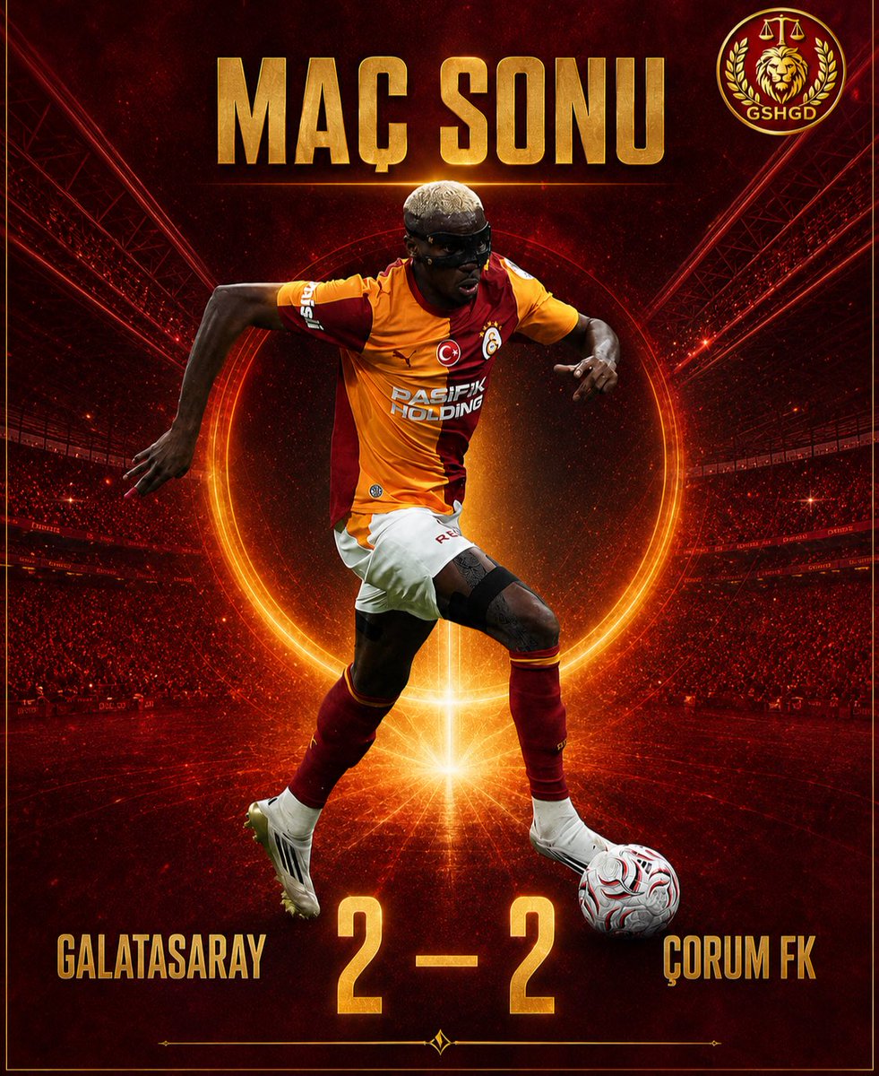 gshukukcularder's tweet photo. MAÇ SONU | Galatasaray 2–2 Çorum FK
Galatasarayımız, karşılaşmadan beraberlikle ayrıldı.
#Galatasaray #GSHGD #MaçSonucu https://t.co/2CPNXoSEJo