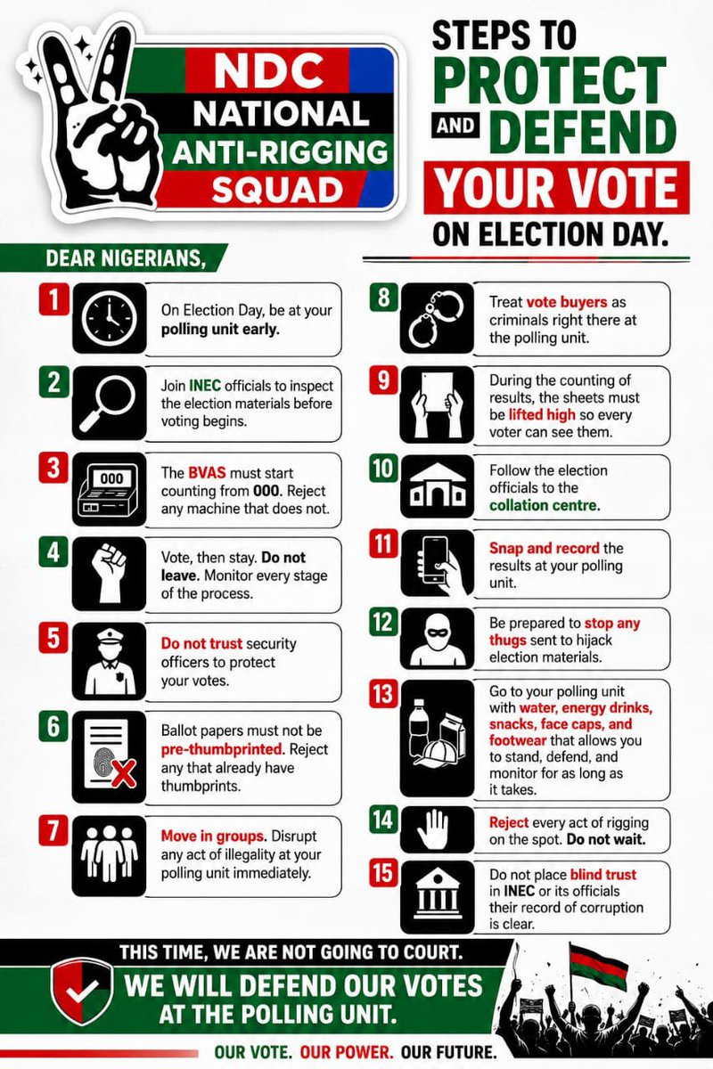 NDC_NARS's tweet photo. Fellow Nigerians,

This election is not just about 4 years. It’s about our future.

Why your vote matters:
A child in Maiduguri needs a classroom
A mother in Sokoto needs a working hospital  
Youth in Makurdi and Owerri need jobs by merit, not connection!

VOTE WISELY!!! https://t.co/96nkrAWJNe