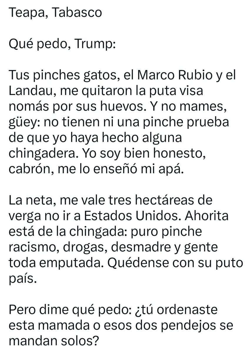guautama's tweet photo. Una joya la carta de Andy a  Donald Trump. Créditos a @luis_gj https://t.co/hHiD216F4W