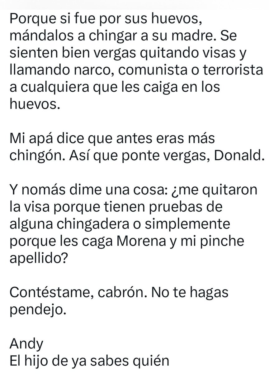 guautama's tweet photo. Una joya la carta de Andy a  Donald Trump. Créditos a @luis_gj https://t.co/hHiD216F4W