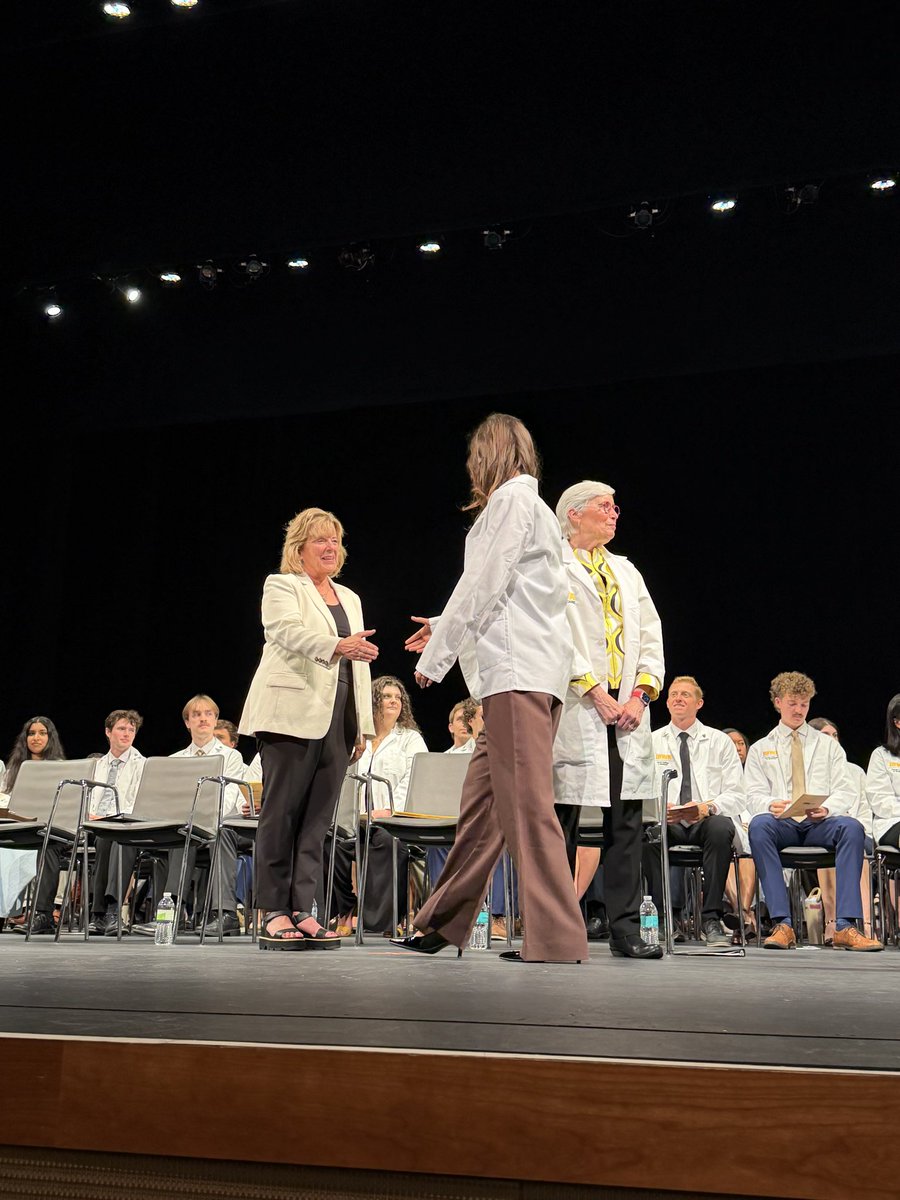 uiowa's tweet photo. Today, first-year @IowaMed students received their white coats, a milestone that marks the start of their medical education 🥼💛 https://t.co/1D2KWD0WXh