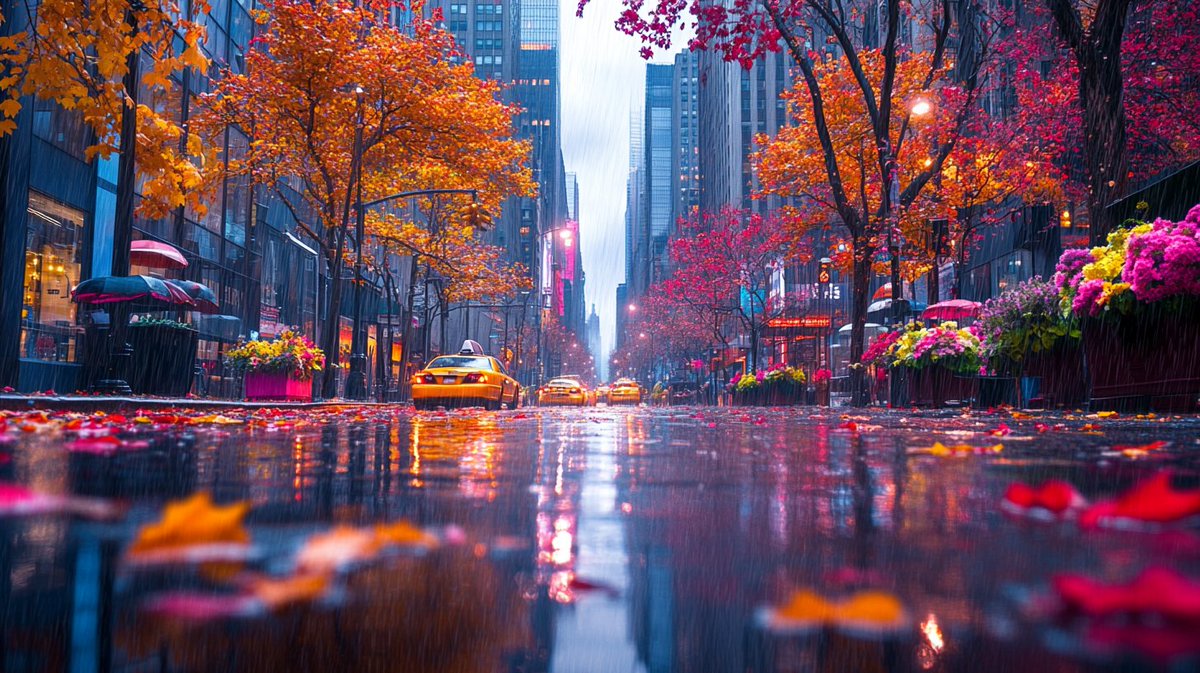 LucianeFer2's tweet photo. Random street snap: rainy afternoon, neon signs reflecting on wet sidewalks – the city’s cozy vibe hits different when it’s drizzling. https://t.co/Vee9qZ1Dcq