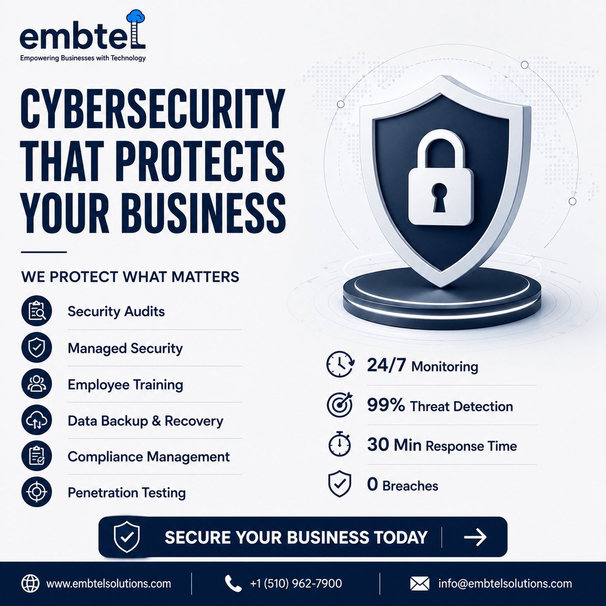 embtelsolutions's tweet photo. Cybersecurity isn't just about preventing attacks. It's about being prepared when they happen.
Embtel Solutions helps businesses protect their data, systems, and people with practical security solutions.
#Cybersecurity #DataProtection #EmbtelSolutions https://t.co/PwR0vRF4HY