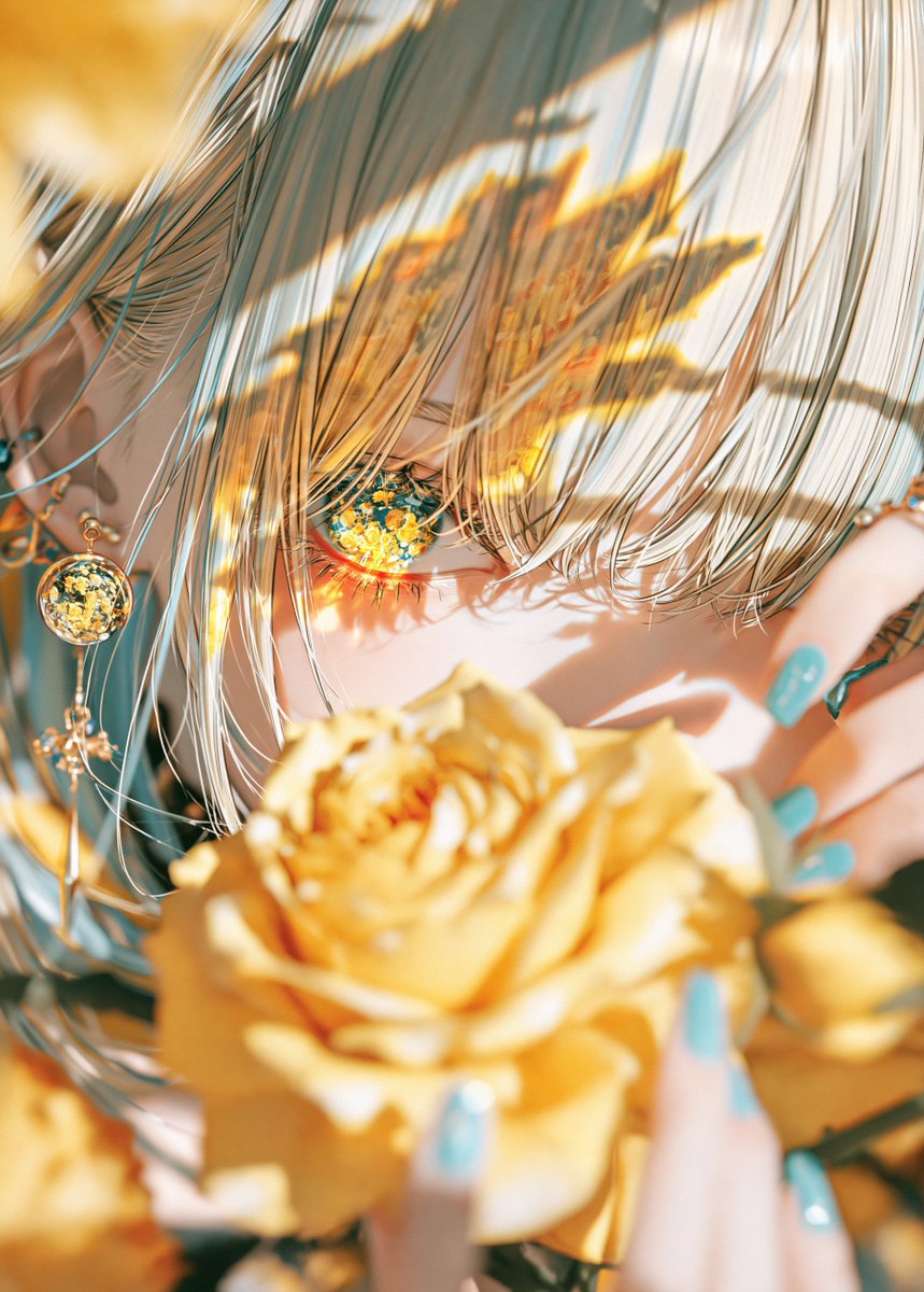 Pastel_Illust_'s tweet photo. Good morning 土曜日💛🌹

光のアート：黄色い薔薇 https://t.co/Zyh7qvQ010