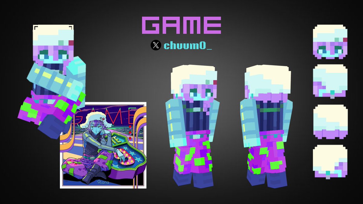 chuum0_'s tweet photo. GAME - 9Lana (Minecraft Skin)

#9Lanaへ #9Lana #9Ln_art https://t.co/K6claF9fl1