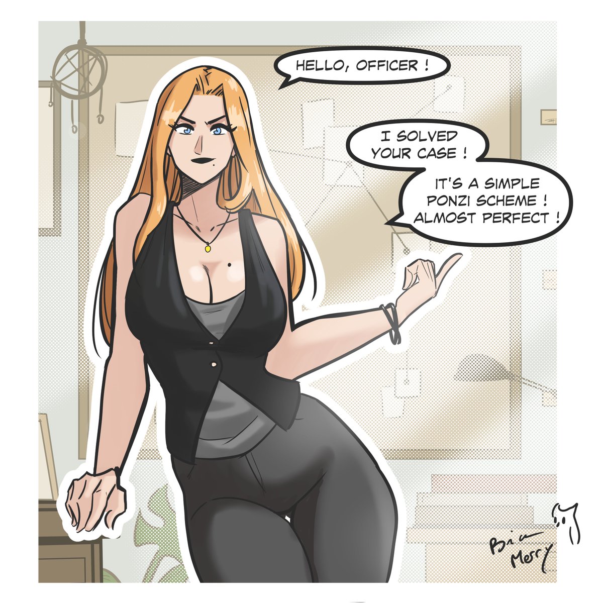 BriceMerry1's tweet photo. A new case for Lawenn!  Be careful, she has secrets!  (1/2)
#gingersisters #comics #artwork #LawennPI #fantasy https://t.co/JeUJE1lqJZ