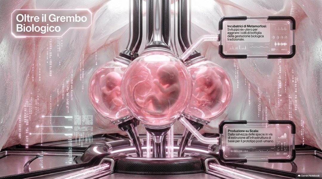 cosmicnodes's tweet photo. 6/14
Oltre il Grembo Biologico 🧬
Stiamo sviluppando "Incubatrici di Metamorfosi" per lo sviluppo ex-utero, al fine di aggirare i colli di bottiglia della gestazione biologica tradizionale.
Questo permetterà una produzione su scala, utile sia per la salvezza delle specie in via di estinzione sia come infrastruttura di base per il prototipo post-umano.