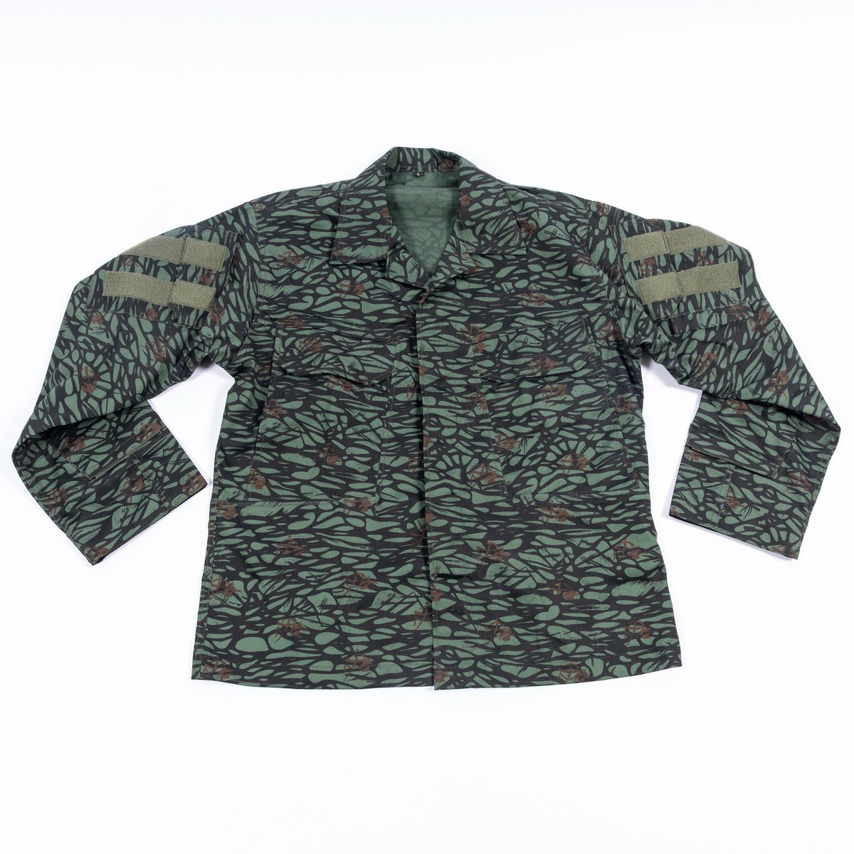 KruschikiSupply's tweet photo. KSC Mozart Combat Uniforms available now

What is this strange camo? 

It is the Ivory Coast’s Ministry of Forests and Water Camouflage. While it was originally fielded by them, the uniforms soon made their way into the hands of troops trained by Russian Mercenaries in Africa, particularly the C.A.R. 

After literal years of searching, we were able to find a bolt of this fabric, and were able to make 14 combat shirts and 14 pairs of pants. These are an upgraded, modern cut- since the original camo uniforms occasionally pop up on the market, we didn’t want to clone something still obtainable, so we decided to have some fun with it. Obviously, this whole project is non political, and was only done due to the uniqueness of the color and pattern.