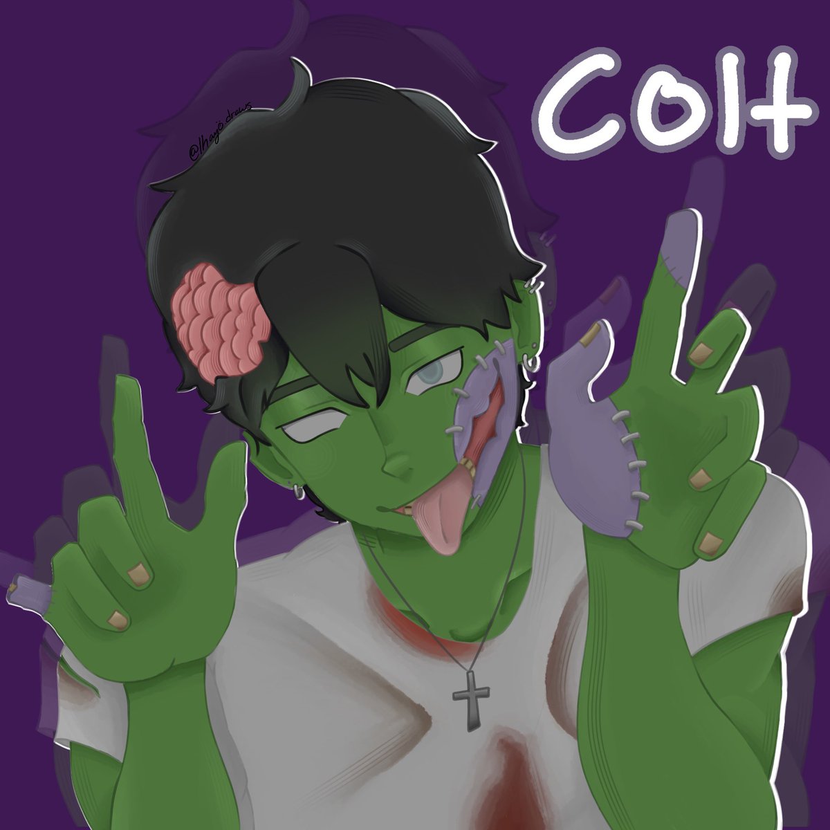 Kayyodraws's tweet photo. New oc alert ‼️ his name is Colt, he’s a zombie guy 🧟 I still need to figure out his backstory :)
#art #artist #digitalart #illustration #vgencode #toyhousecode #smallartist #fyp #commissionopen https://t.co/MKHduCBI25