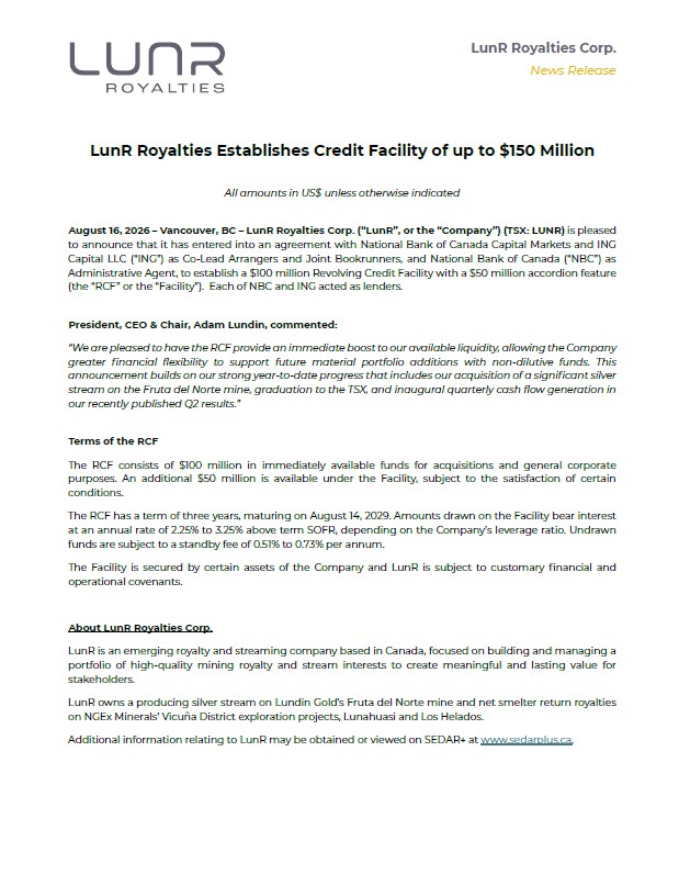 LUNRroyalties's tweet photo. LunR Establishes Credit Facility of up to $150 Million. 🚀

https://t.co/LfekGCVfDC

$LUNR.TO
#reachforthemoon https://t.co/YUhyp27oKO