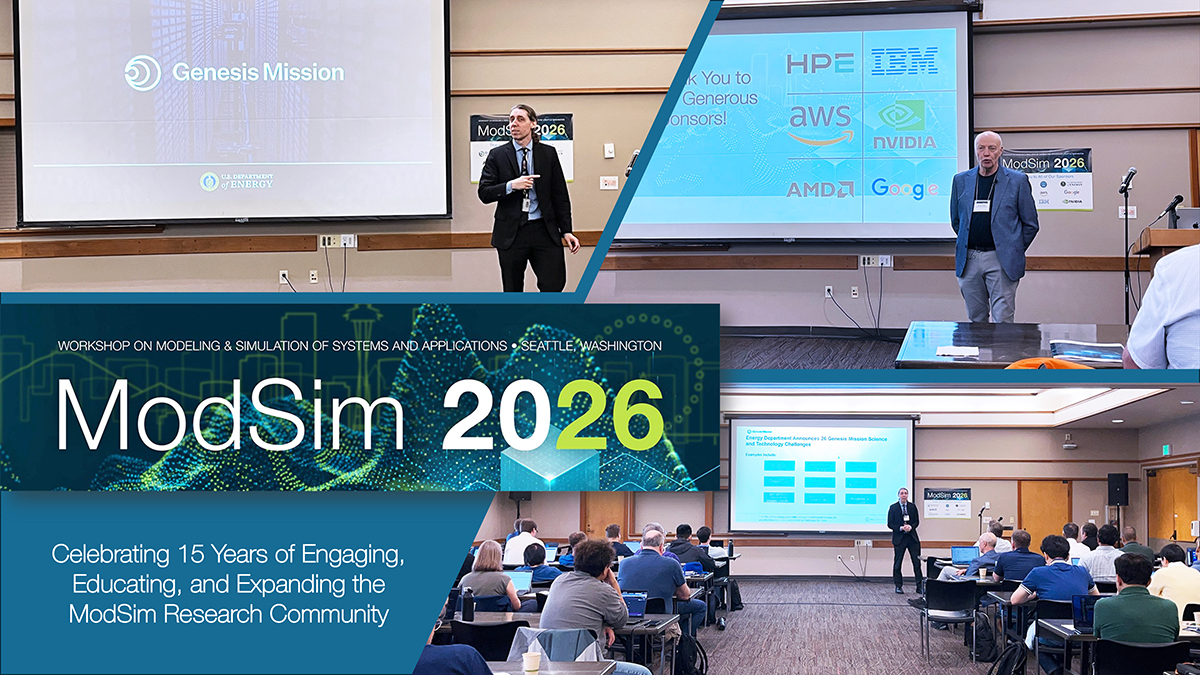 BrookhavenLabCS's tweet photo. Opening Day at #ModSim2026: @BrookhavenLab CDS' Adolfy Hoisie welcomed DOE-ASCR Associate Director Hal Finkel, whose keynote highlighted systems modeling as a cornerstone of computer science and an "essential" part of the path forward for the @ENERGY #GenesisMission. #HPC #AI https://t.co/3jnCakTpYc