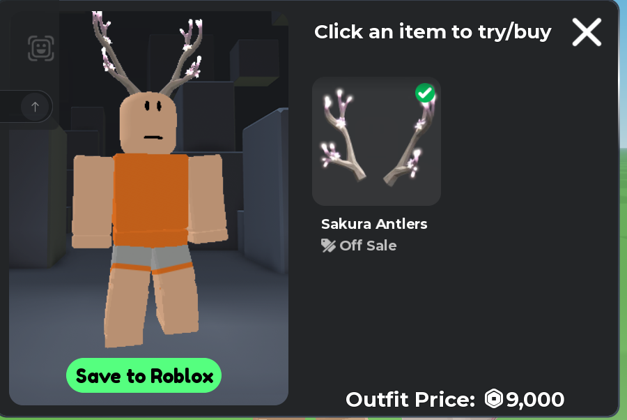 AlexSleepzzz's tweet photo. I WASN'T EXPECT THAT IT COSTS 9K ROBUX. WHEN I WAS TESTING.. THIS CAME OUT FROM GIFT BLOSSOM AND GOT SAKURA ANTLERS LATER I NOTICED IT GOES UP.. I TESTED IT AND REMOVED IT ALL ONLY USE ANTLERS IT GOT LEAKED ITS 9K ROBUX NOW... #roblox #item #sakuraantlers https://t.co/GpEts5ik3j