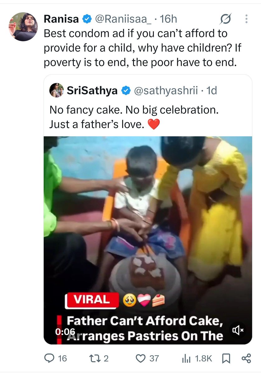 the_psyche_lab's tweet photo. The most hateful reposts on this are coming from women. All they can see is the monetary value of the pastry, and the assumed poverty.

Men, however can see the father's love. You know why? Many of us men, didn't cut cakes on our birthdays. But, we did get education and healthcare. We got basic food, clothing and shelter. We saw our dads work hard outside and earn whatever he can, so that we can study and grow in our lives.

Our fathers did not give us poverty, but gave us the spirit to grow, to love, to be rich in our hearts. 

What has happened to the women of this country? Why so money minded? Have they lost their heart to look at anything but finances?

Pathetic!
I feel disgusted looking at these reposts. See the attached screenshots.