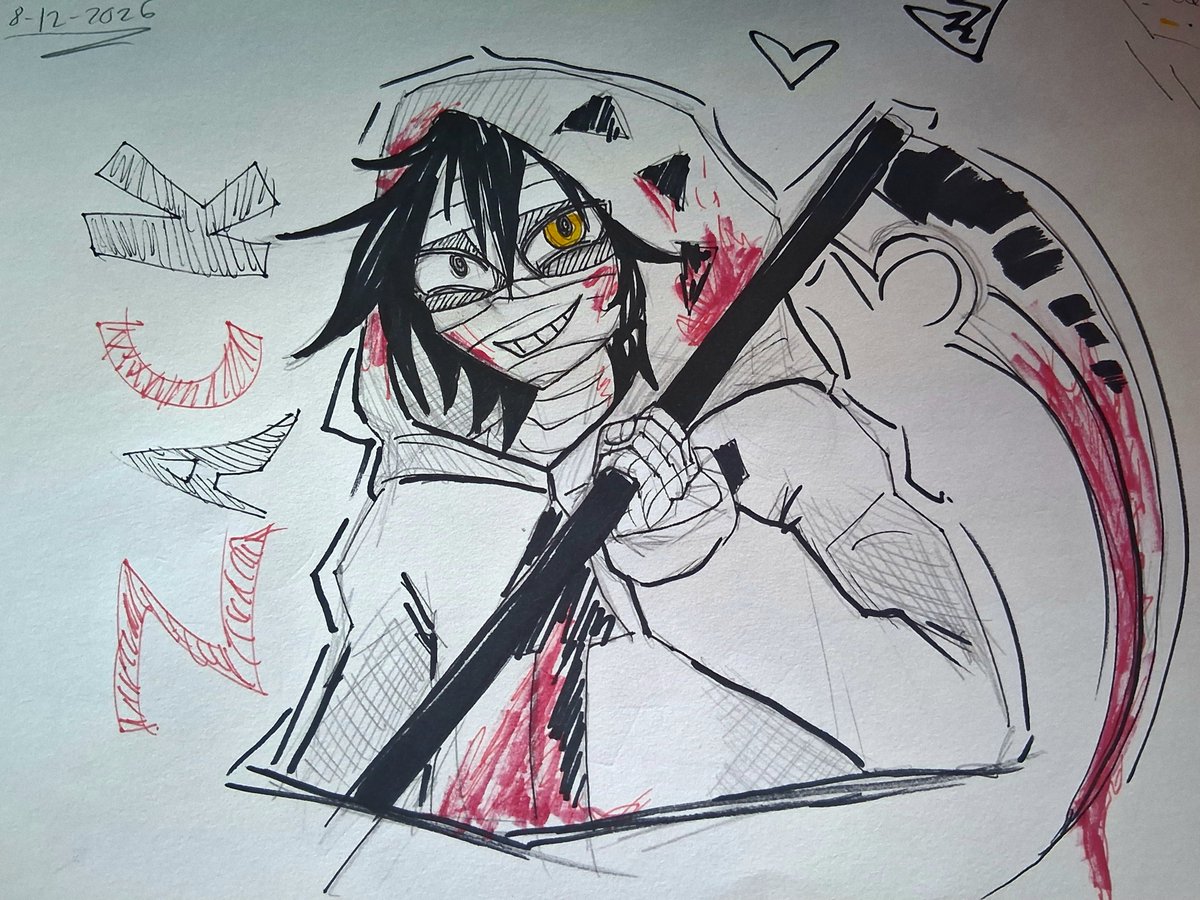 Roadkillcakes's tweet photo. A little doodle I did a couple days ago

#angelsofdeath #satsurikunotenshi https://t.co/72yxEJ4V8l