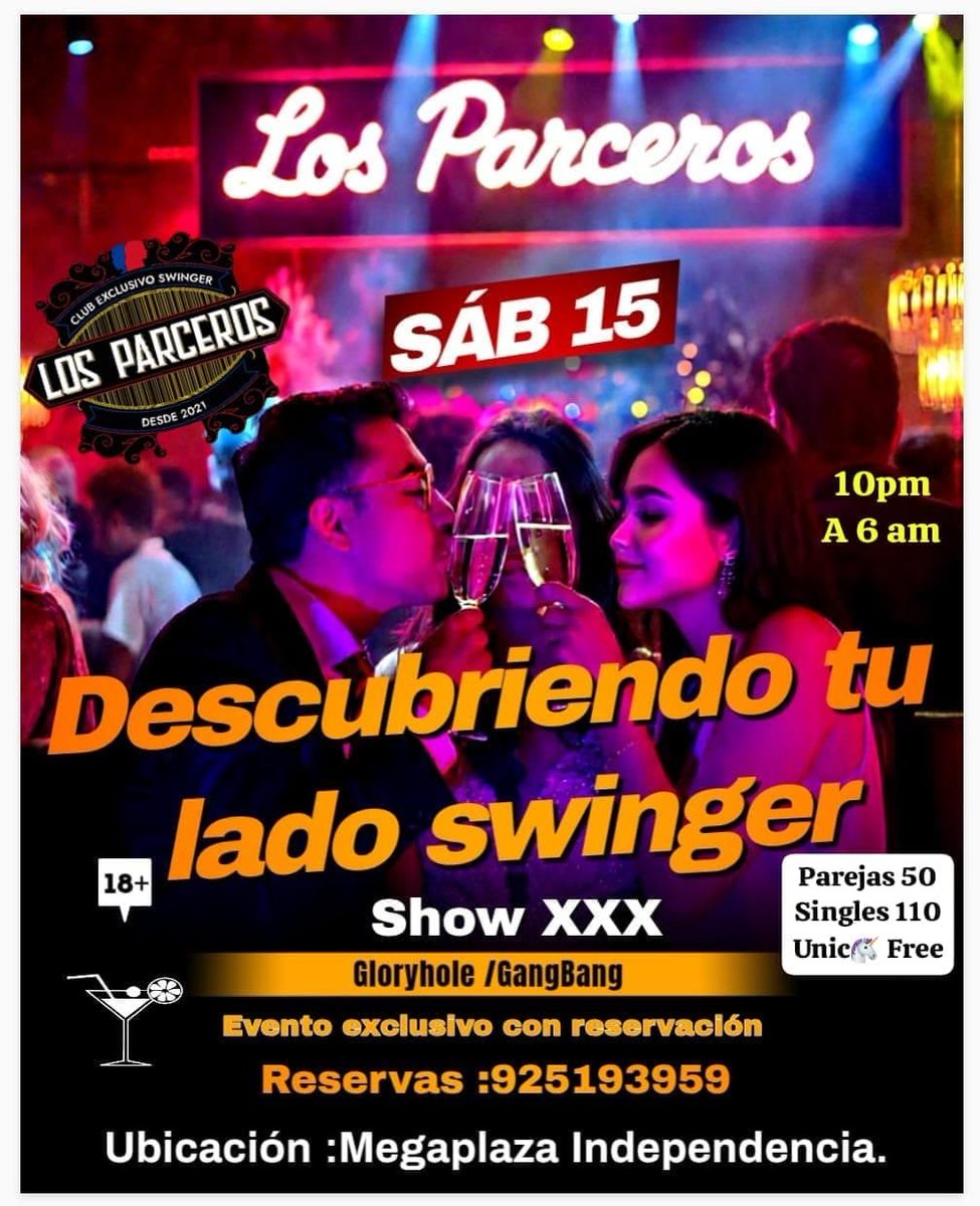 losparcerossw's tweet photo. Bienvenido a nuestros eventos swinger, sábado 15 nuestra GRAN FIESTA CENTRAL SWINGER. https://t.co/c4OjZWNRyB