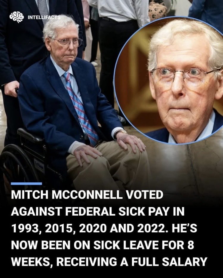 Suzierizzo1's tweet photo. If Mitch McConnell has passed away and has been getting paid this whole time that should be considered fraud and whoever is receiving the money needs to be arrested along with his staff too. https://t.co/KjbKY6QPGl