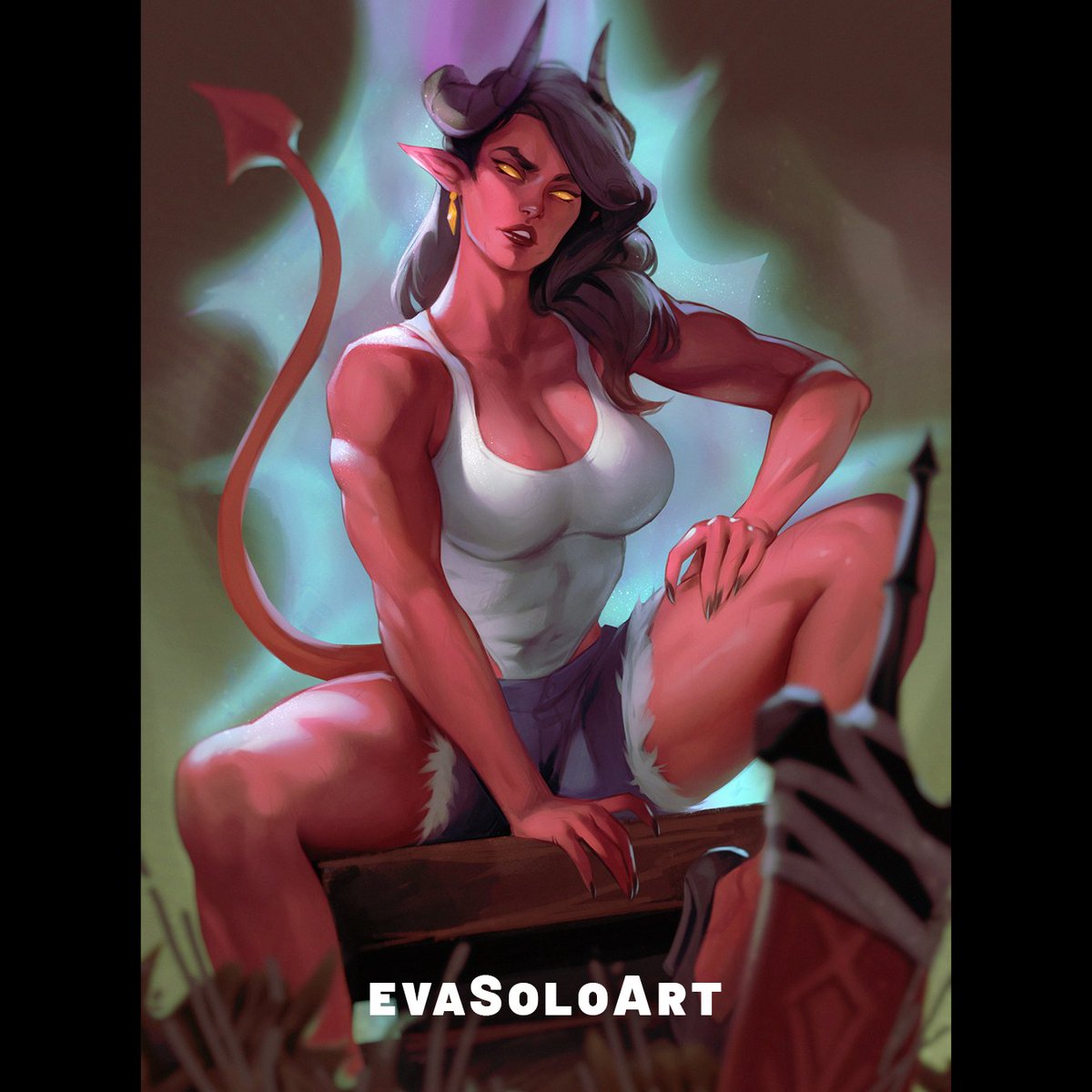 adhocstudio's tweet photo. Malevola looking dangerously iconic 😈 
Fan art credit: @evaSoloArt. https://t.co/nUkxja2CJT