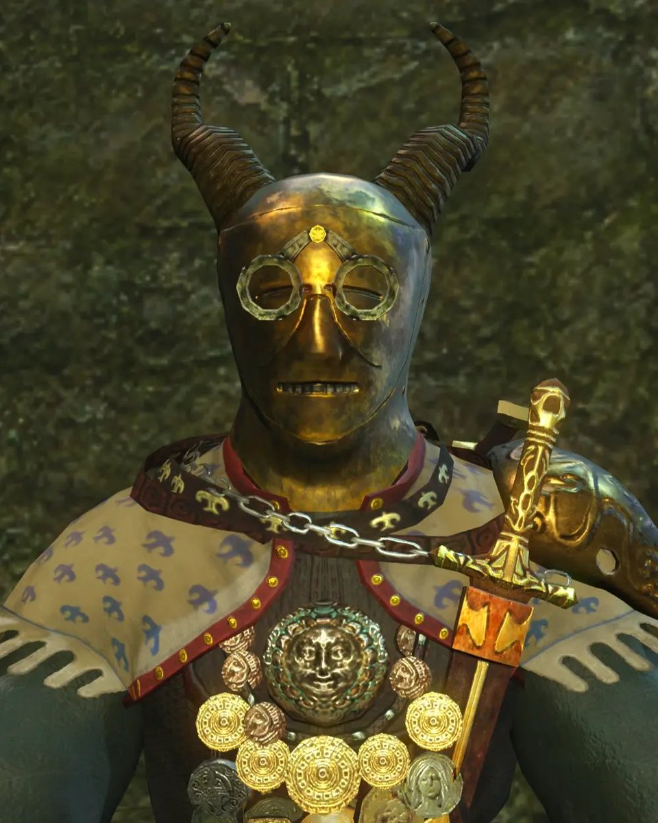 zakame's tweet photo. @historyinmemes Ain't that the mask that inspired this character from Dark Souls? https://t.co/MBjf9HQUD1